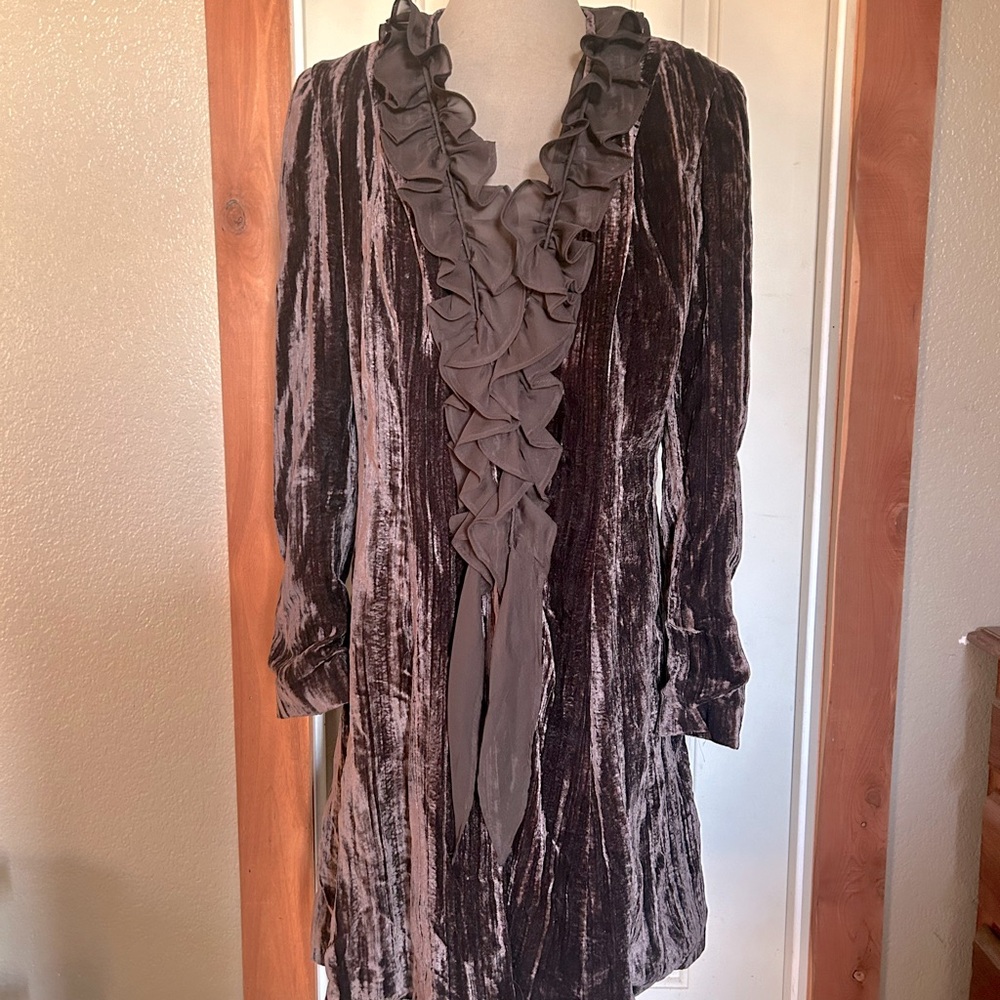 Focus 2000 Brown Velvet Ruffle Jacket